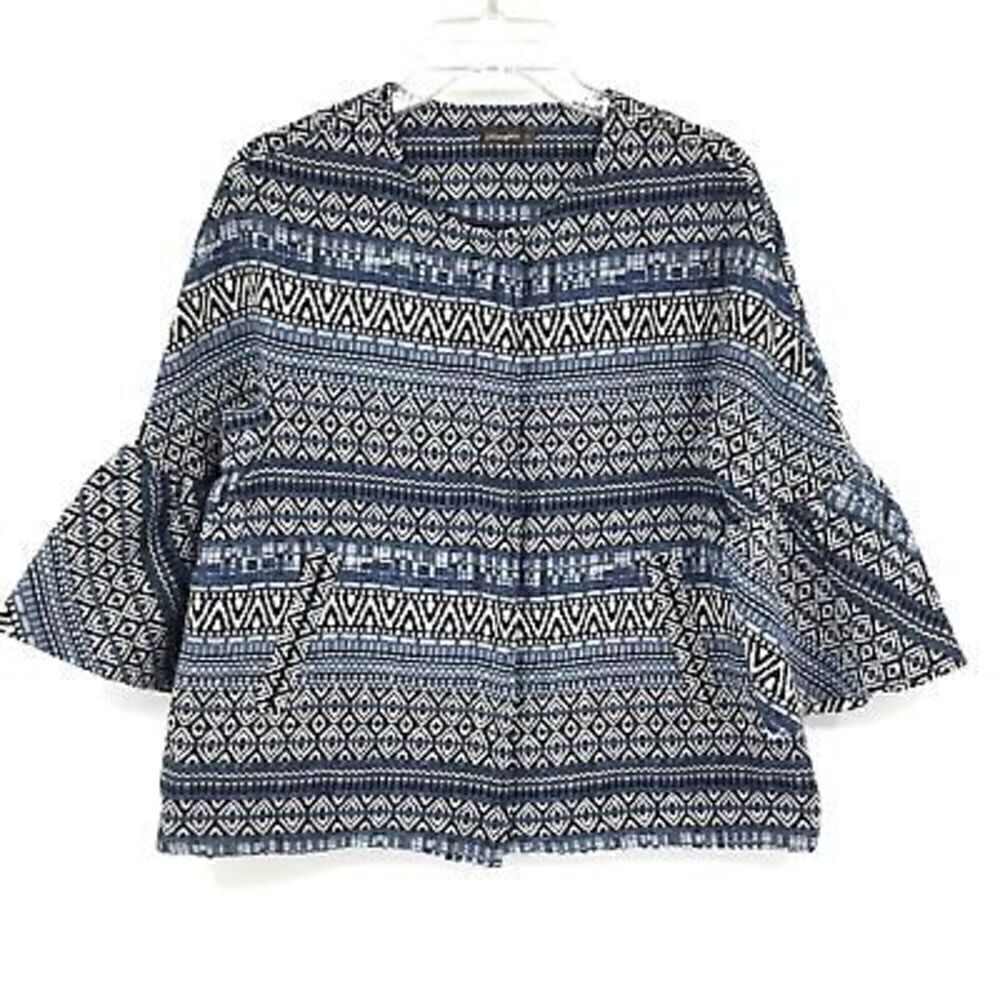 J. McLaughlin Textured Cropped jacket Blue Size Small